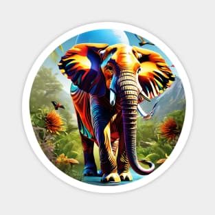 Vibrant Pachyderm: A Symphony of Colors Magnet